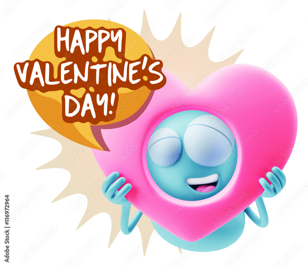 3d Rendering. Romantic Emoticon Character Face Expression saying 3d Rendering. Romantic Emoticon Character Face Expression saying
