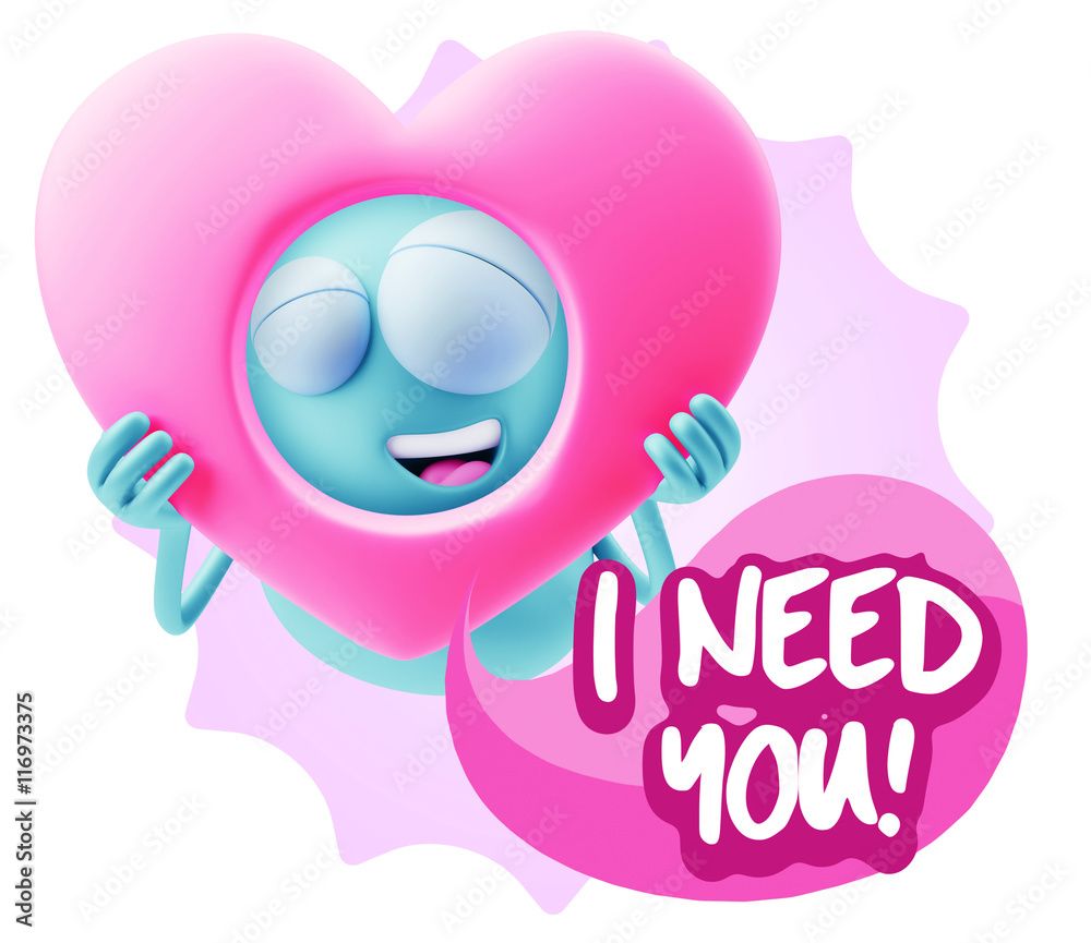 3d Rendering. Romantic Emoticon Character Face Expression saying 3d Rendering. Romantic Emoticon Character Face Expression saying