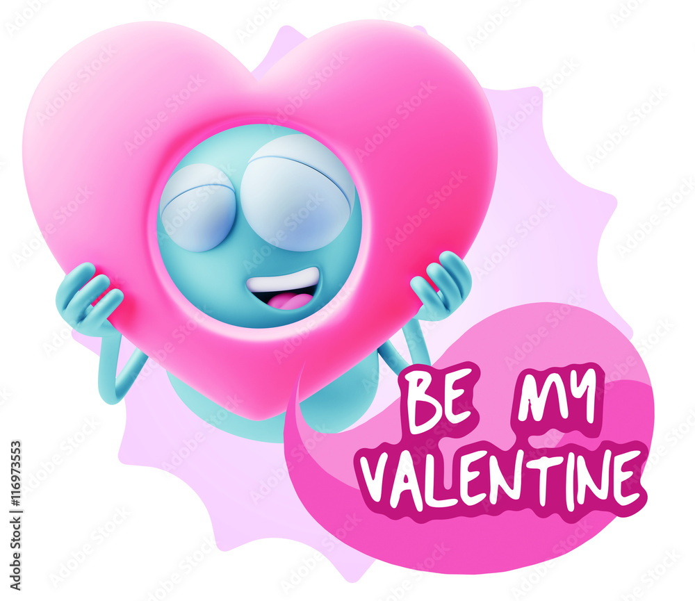 3d Rendering. Romantic Emoticon Character Face Expression saying 3d Rendering. Romantic Emoticon Character Face Expression saying