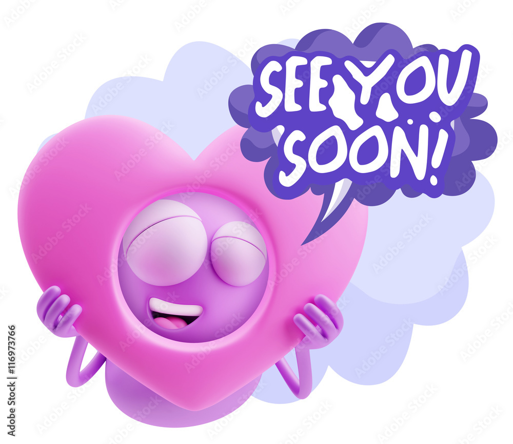 3d Rendering. Romantic Emoticon Character Face Expression saying 3d Rendering. Romantic Emoticon Character Face Expression saying