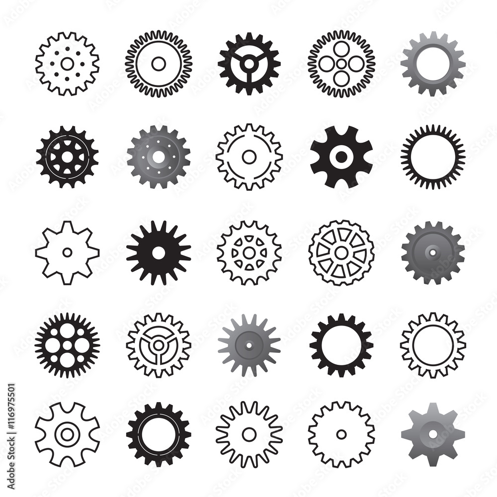 Set of gears. Vector Illustration. Set of gears. Vector Illustration.