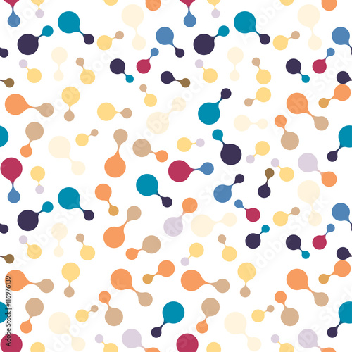 Fototapeta Naklejka Na Ścianę i Meble -  multicolor molecules seamless flat pattern