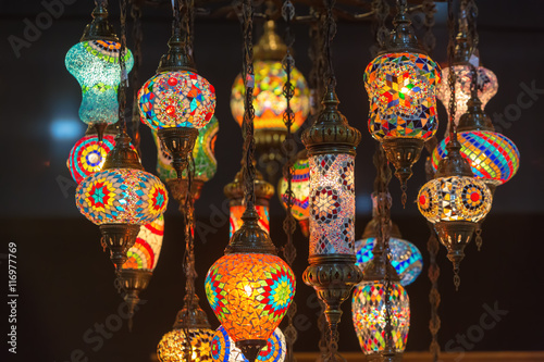 Colorful Moroccan style lanterns photo