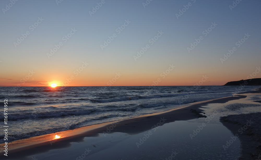 Sunset at the beach on Hiddensee island, Germany