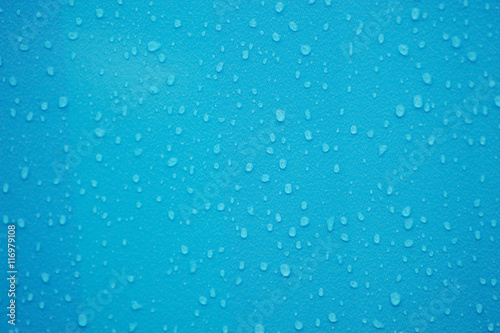 rain drop on blue plastic surface
