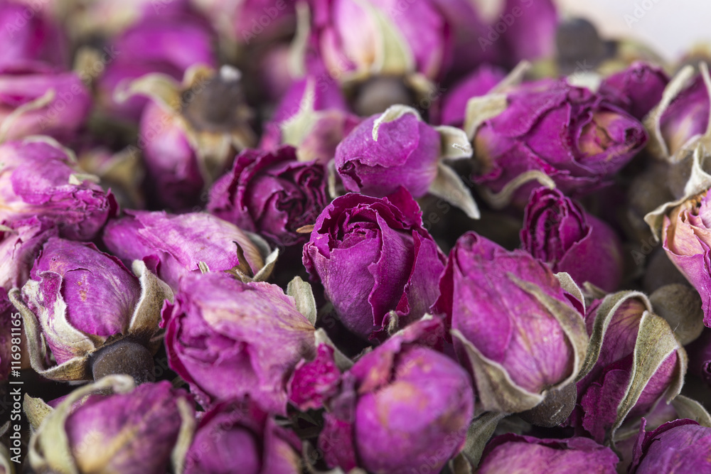 Dried flowers roses(Rosa damascena),mainly used for production of rose oil and pink water and therapies.