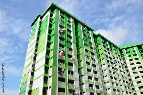 Photography Green building with blue sky