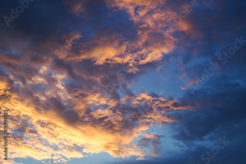 golden light with cloudy on evening sky.