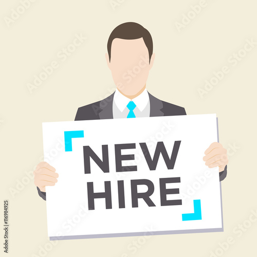 Man with New Hire Sign