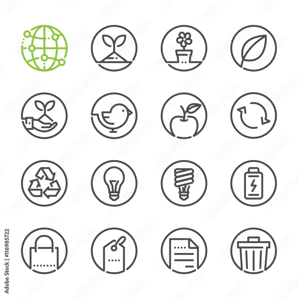 Ecology icons with White Background Ecology icons with White Background