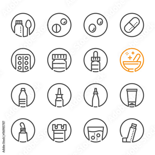 Pharmacy and Medical icons with White Background 