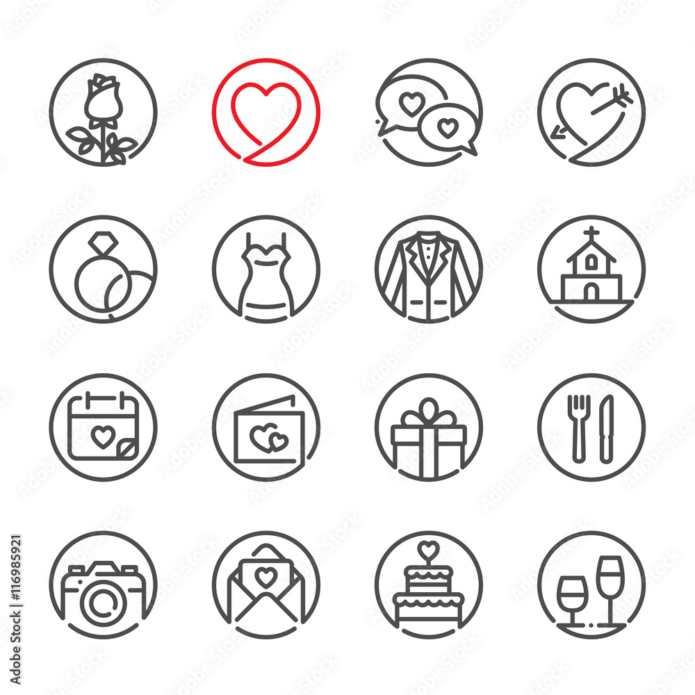 Wedding and Love icons with White Background 