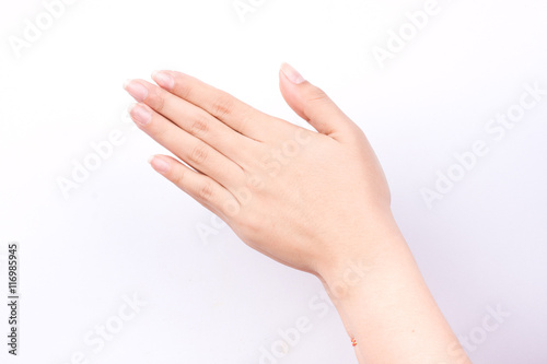 finger hand symbols isolated concept Wai is the traditional Thai greeting on white background  