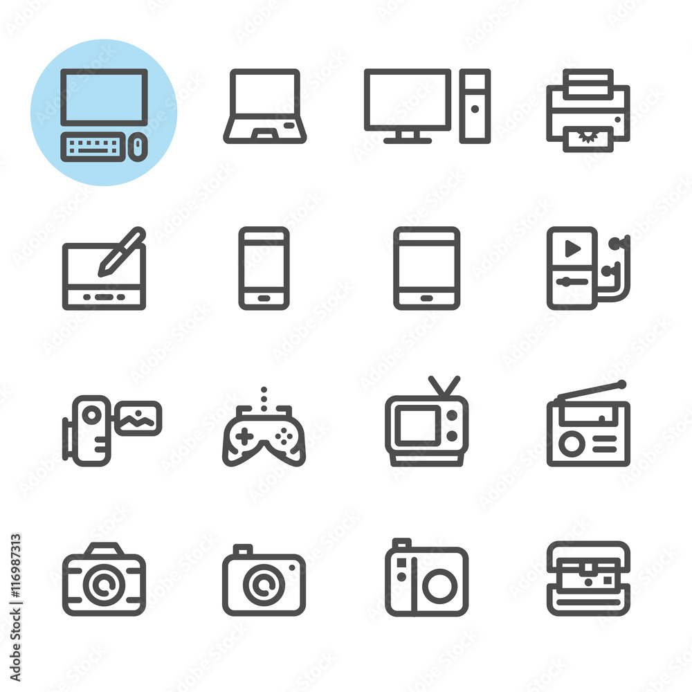 Electronic Devices icons with White Background Electronic Devices icons with White Background