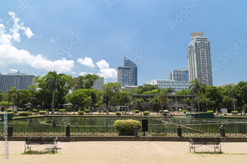 View to the city from Rizal park, Manila, Philippines