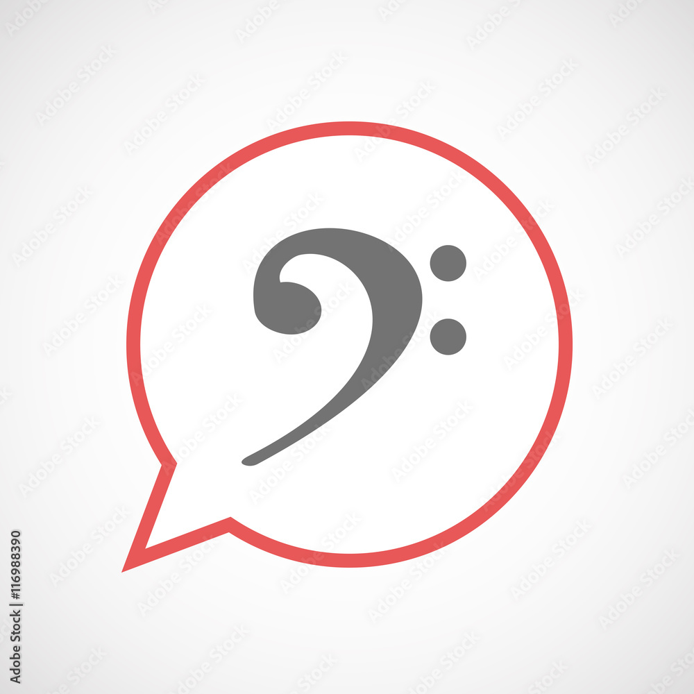 Isolated comic balloon line art icon with an F clef Isolated comic balloon line art icon with an F clef