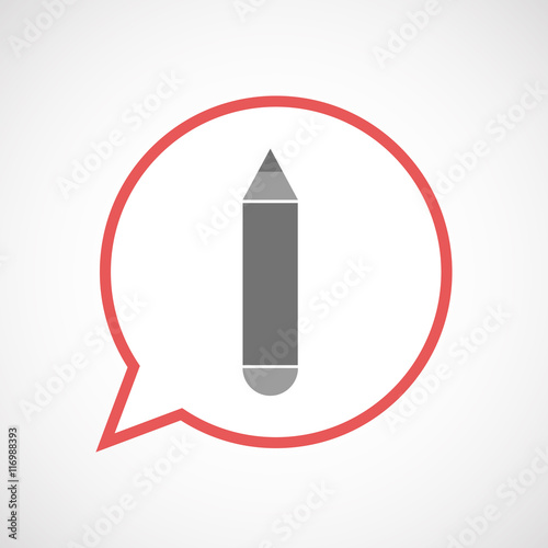 Isolated comic balloon line art icon with a pencil