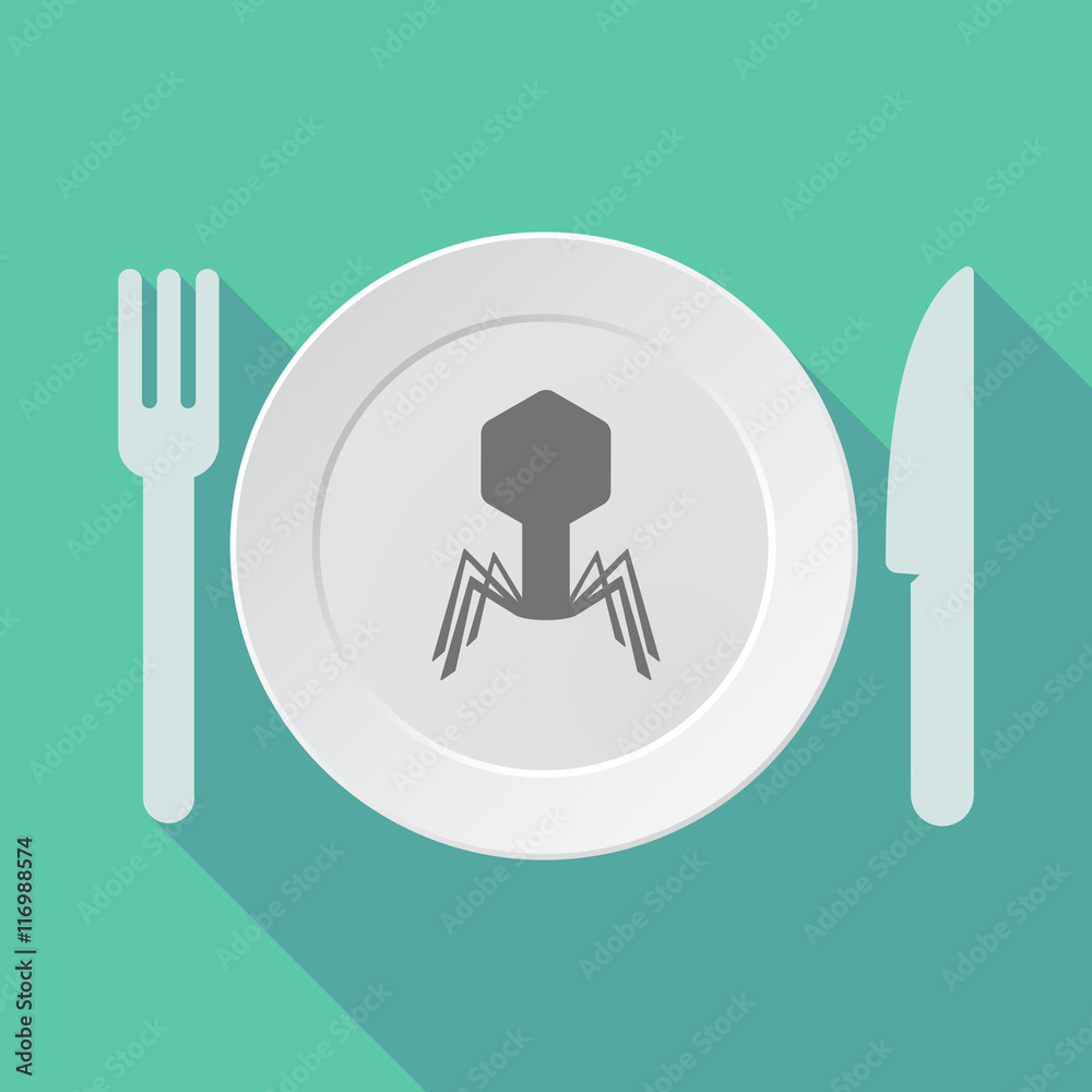 Long shadow tableware vector illustration with a virus Long shadow tableware vector illustration with a virus