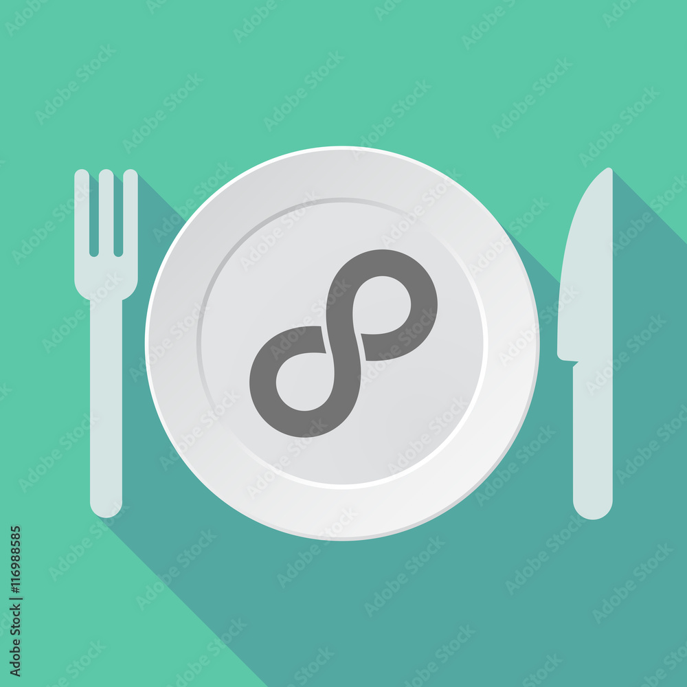 Long shadow tableware vector illustration with an infinite sign Long shadow tableware vector illustration with an infinite sign