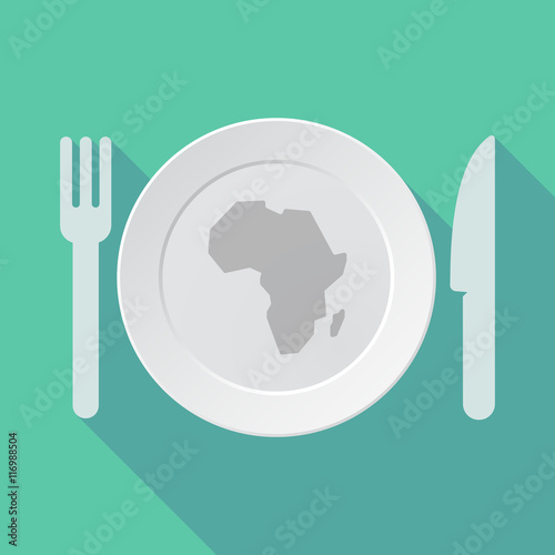 Long shadow tableware vector illustration with a map of the afr