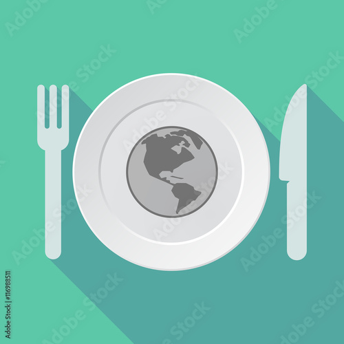 Long shadow tableware vector illustration with an America region