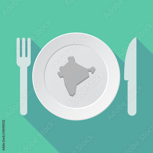 Long shadow tableware vector illustration with a map of India