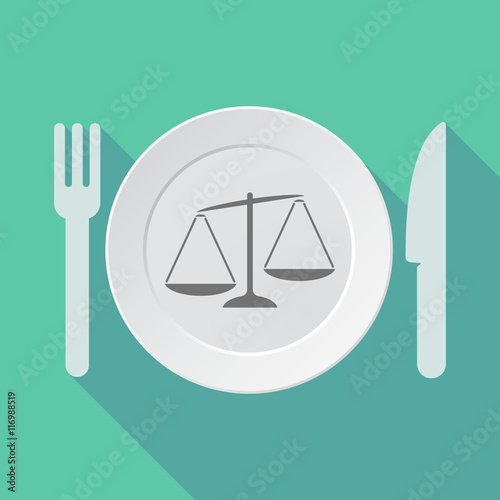 Long shadow tableware vector illustration with  an unbalanced we