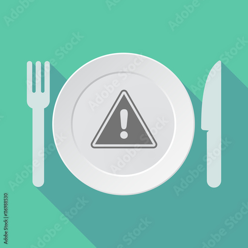 Long shadow tableware vector illustration with a warning signal