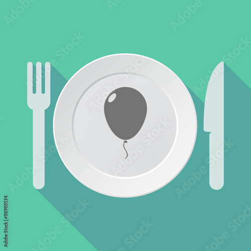 Long shadow tableware vector illustration with a balloon