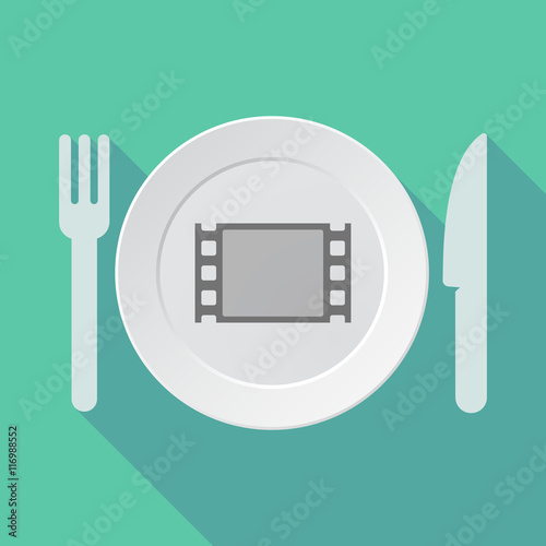Long shadow tableware vector illustration with a film photogram