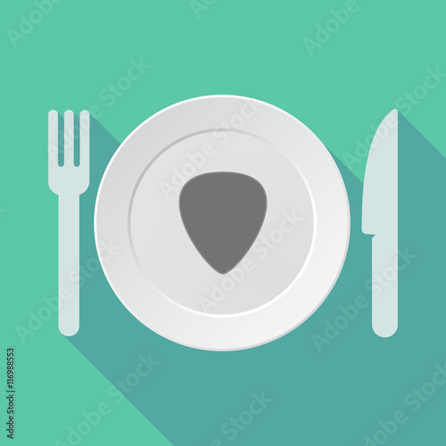 Long shadow tableware vector illustration with a plectrum
