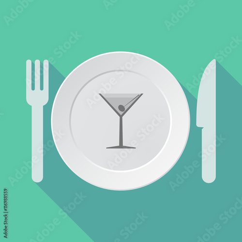 Long shadow tableware vector illustration with a cocktail glass