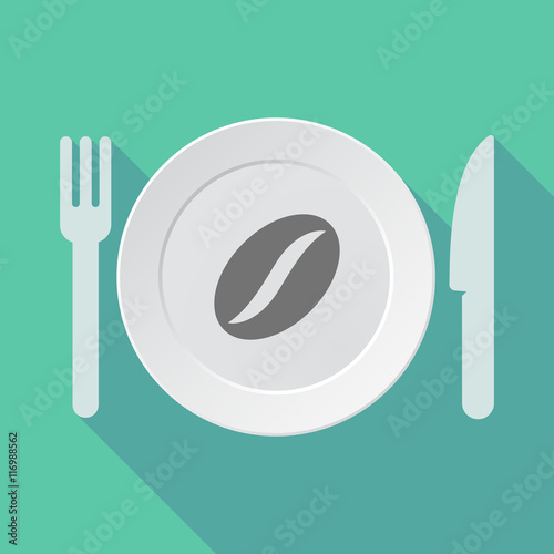 Long shadow tableware vector illustration with a coffee bean