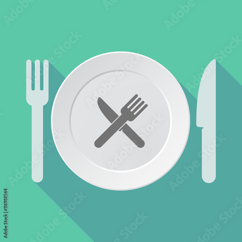 Long shadow tableware vector illustration with a knife and a for