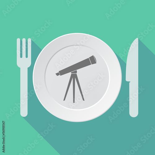 Long shadow tableware vector illustration with a telescope