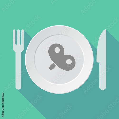 Long shadow tableware vector illustration with a toy crank