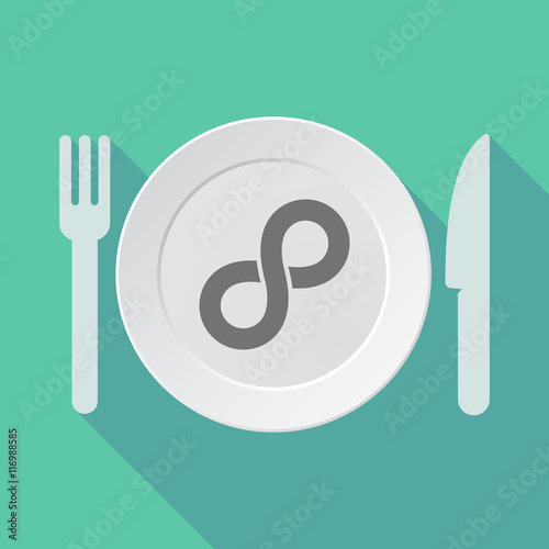 Long shadow tableware vector illustration with an infinite sign