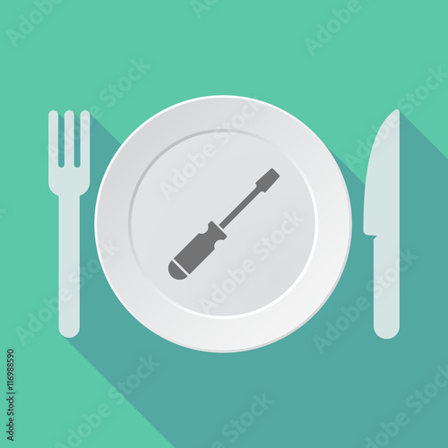 Long shadow tableware vector illustration with a screwdriver