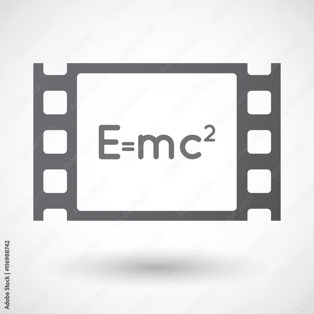 Isolated 35mm film frame with the Theory of Relativity formula Isolated 35mm film frame with the Theory of Relativity formula