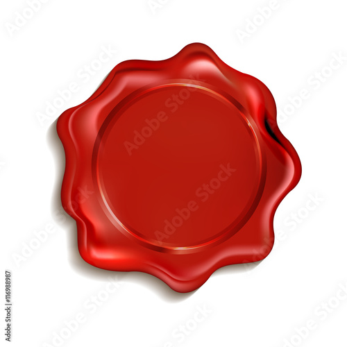 Red wax seal isolated on white