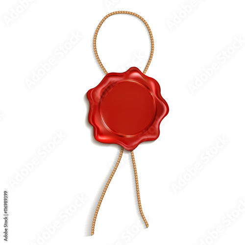 Red wax seal isolated on white