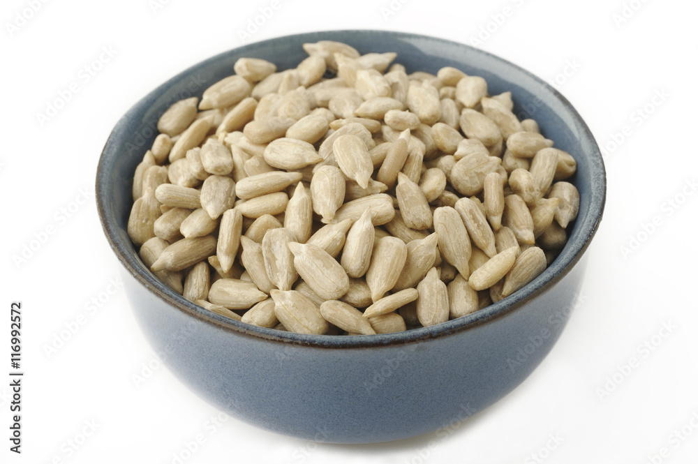 Sunflower seeds peeled in bowl Sunflower seeds peeled in bowl