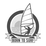 windsurfing badge, logo, design elements