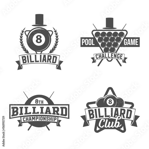 billiards emblems labels and designed elements