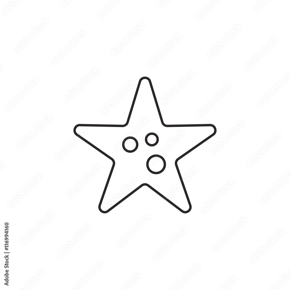 Outline starfish icon isolated on white background Outline starfish icon isolated on white background