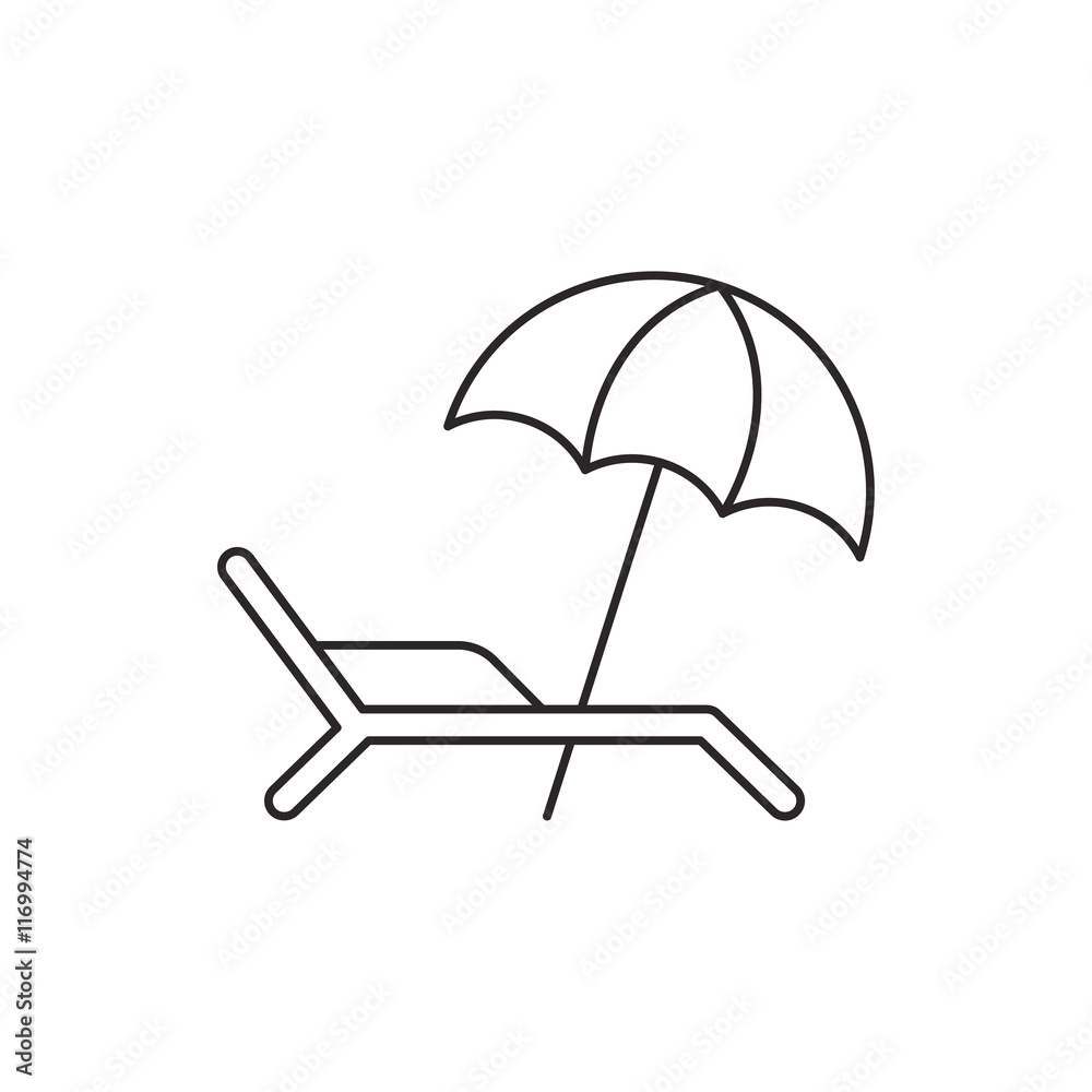 Outline beach umbrella icon isolated on white background Outline beach umbrella icon isolated on white background