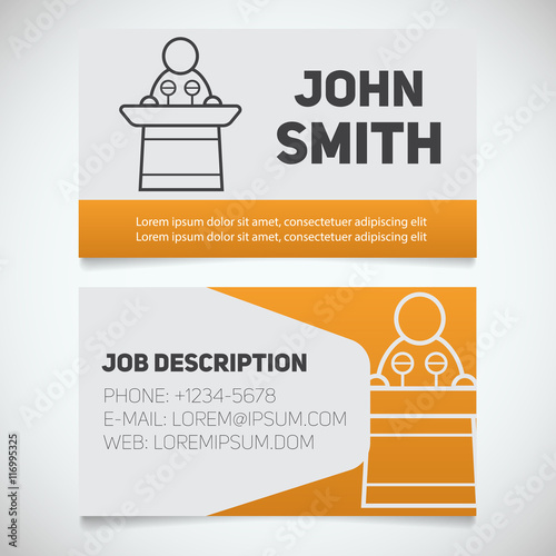 Business card print template with conference speaker logo