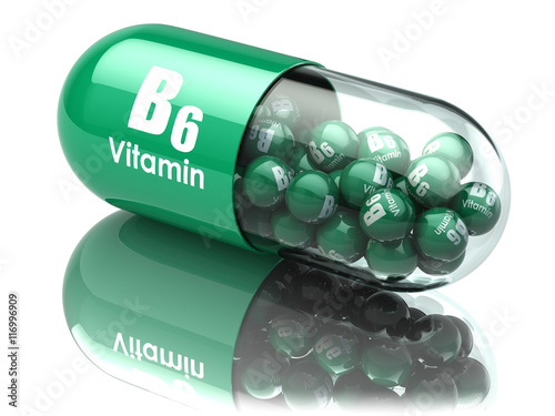 Vitamin B6 capsule or pill. Dietary supplements. photo