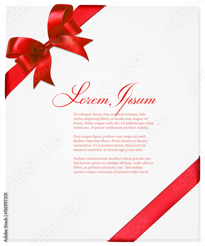Vector gift card with a red ribbon.