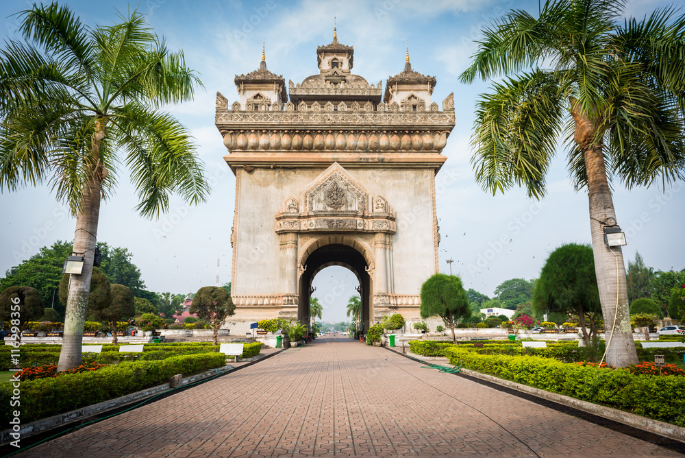 Patuxai arch monument, Vientiane, the Capital of Laos